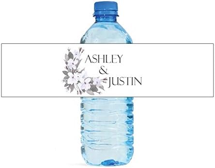 DesignThatSign 100 Water Color Floral Wedding Anniversary Engagement Party Water Bottle Labels Birthday Party Easy to Use Self Stick Labels