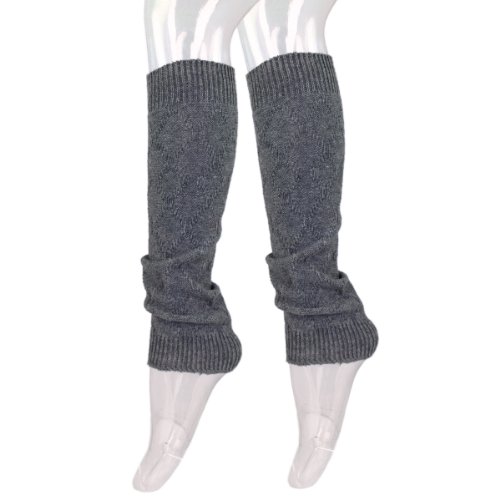 Premium Solid Color Soft Diamond Knit Leg Warmers, Grey - Thumbnail 5