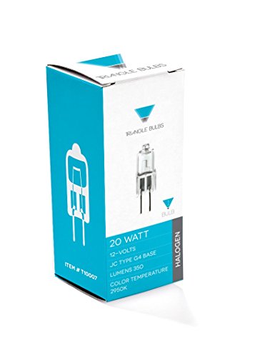 Triangle Bulbs T10007-10 (10 pack) - Q20/G4/CL/12V, 20 Watt, T3 JC Type, 12 Volt, Clear, G4 Bi-pin Base, Halogen Light Bulb, 10 Pack