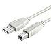 Insten 15 FT / 4.6 M USB PRINTER CABLE A/B Compatible with HP LEXMARK CANON EPSON, White / Beige