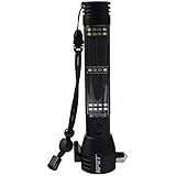 NPET T10 Car Flashlight 500 Lumens LED COB Light Solar Powered USB Rechargeable Tactical Multi-function Torch Emergency Tool with 120dB Siren Window Breaker Seat Belt Cutter Compass for Camping