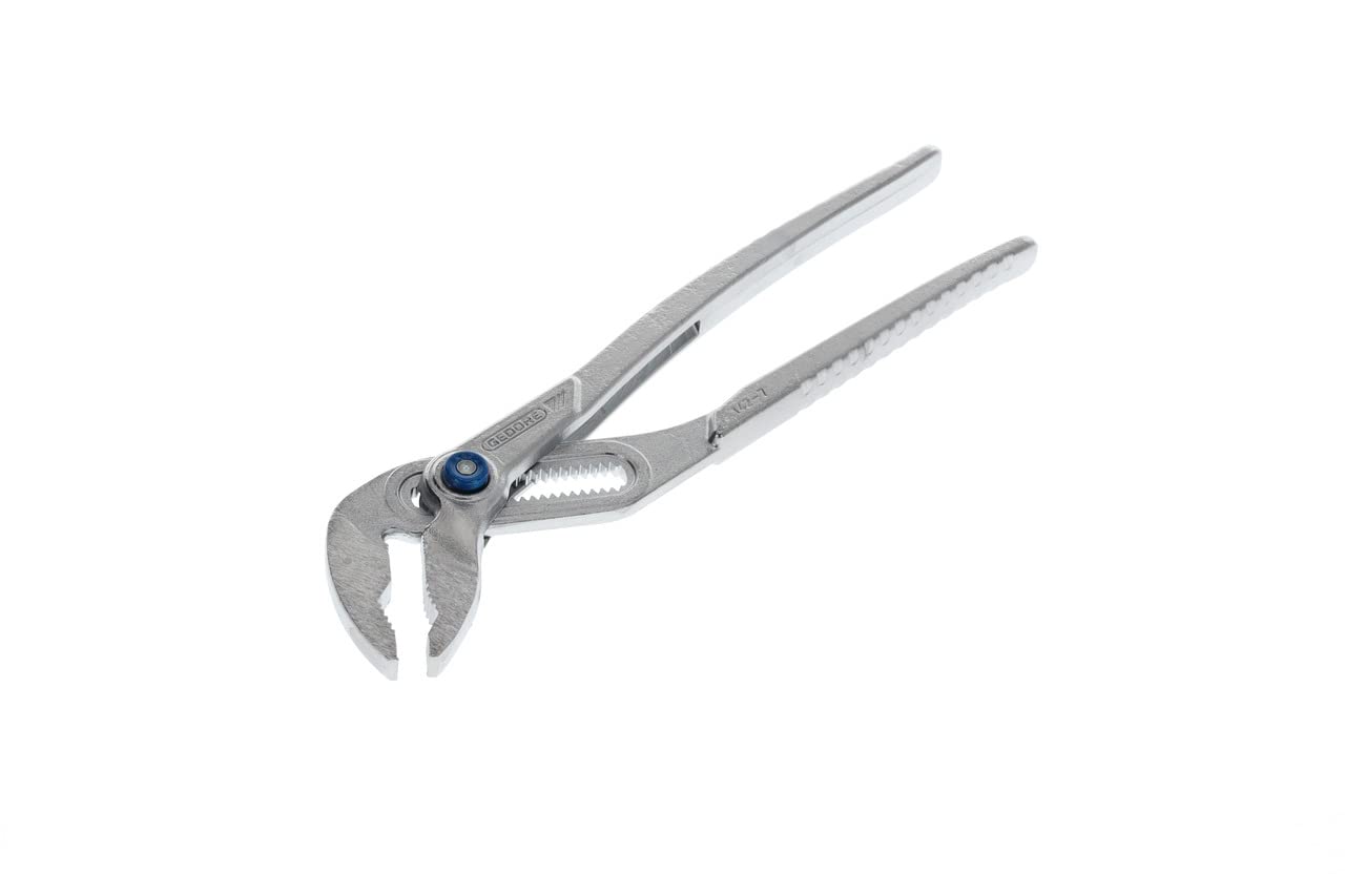 GEDORE Water pump pliers, Clamping width to 37 mm, Pushbutton width setting, Finger protection, Flat, Chrome-plated, 142 7 C