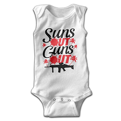 Suns Out Guns Out Girl Boy Clothing Sleeveless One-Piece Tank Shortie Romper White