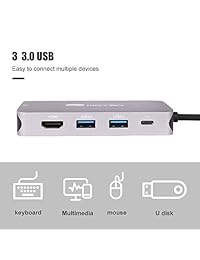 8-In-1 Type C Hub USB C Hub Adapter Dock with Ethernet Port, 4K USB C to HDMI,3 USB 3.0 Ports,SD TF Card Reader 85w Power Delivery Charging Port for MacBook Pro 2017 2018 XPS Type C Portable Laptop