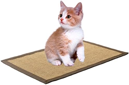 Cat Litter Mat, Natural Sisal Non-slip Cat Scratching Post Mat, Three-Layer Premium Carpet Cat Scratch Pad, Home Floor Bed Mat Size S(S 15.811.8 In, Brown)