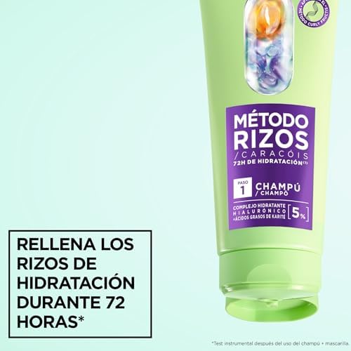 Fructis Método Rizos Champú con Ácido Hialurónico y Karité, 200ml