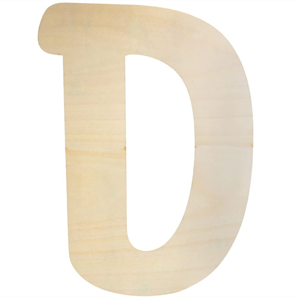 Large Wooden Letters 12 Inch, Unfinished 30cm Wooden Letter D for Crafts Children's Names Capital Alphabet 5mm Thick Wood Letters for Nursery Decor Wall Art Hanging Home Painting