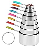 BOPEI 8Pcs Stainless Steel Measuring Cups Set