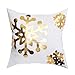 Christmas Bronzing Pillow Cover Merry Christmas Throw Pillow Case Elk and Snowflakes Throw Pillow Case Modern Cushion Cover Square Pillowcase Decoration for Christmas Sofa Bed Chair Car 18 x 18 Inch