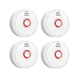 Smoke and Fire Detector, 4 Pack Photoelectric Battery Operated Smoke Alarm Easy to Install with Light and Sound Warning, 9V Battery Included, UL Certification,Fire Safety for Home Hotel School