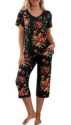 PrinStory Womens Pajama Sets Capri Pjs Soft Lounge Sets at Amazon
