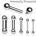 Internal Threaded Barbell 316L Surgical Steel 16GA 14GA 12GA 10GA 8GA 6GA 4GA 2GA 0GA 00GA