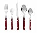 Bon Brasserie 20-Piece Stainless Steel Flatware Silverware Cutlery Set - Red in Petite Size, Include Knife/Fork/Spoon, Dishwasher Safe, Service for 4
