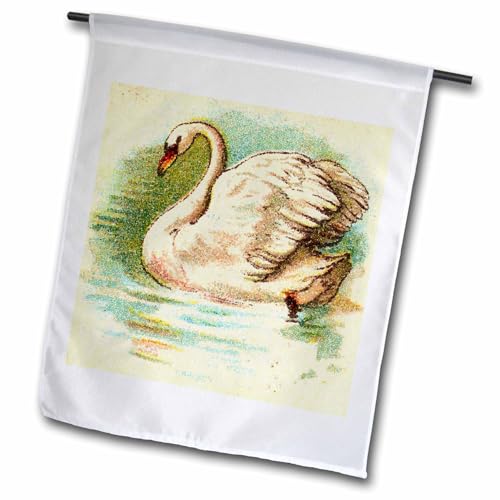 3dRose Pink Peach Aqua Swan Mosaic - Garden Flag, 12 by 18"