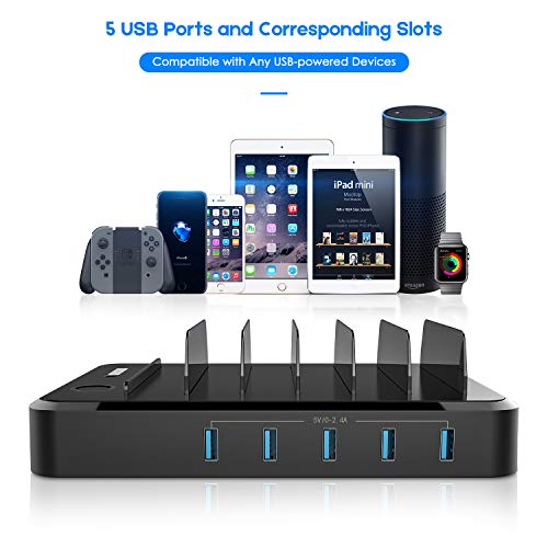 Cell Phone Charging Station Dock for Multiple Devices, 40W/8A, 5Port