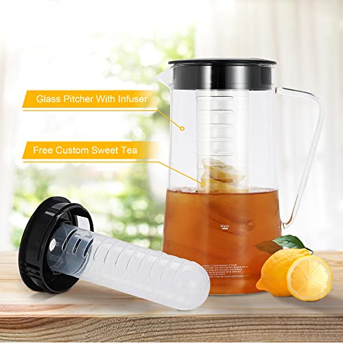Sunvivi 3 Quart Iced Tea Maker with Glass Pitcher,Ice Tea Maker with