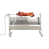  Spießgrill silber Edelstahl groß Skewer Grill Balkon Garten ✔ Lenkrollen mit Bremse ✔ eckig ✔ rollbar ✔ Grillen mit Holzkohle ✔ mit Rädern 