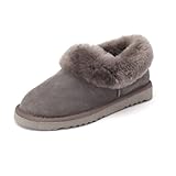 Sheep Touch Women's Balm Twin-Faced Sheepskin Closed-Back Slippers Grey