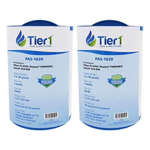 Tier1 FC-0359 Waterway 817-0050, Front Access Skimmer, Pleatco PWW50P3, Filbur FC-0359, Unicel 6CH-940 Comparable Replacement Filter Cartridge (2-Pack)