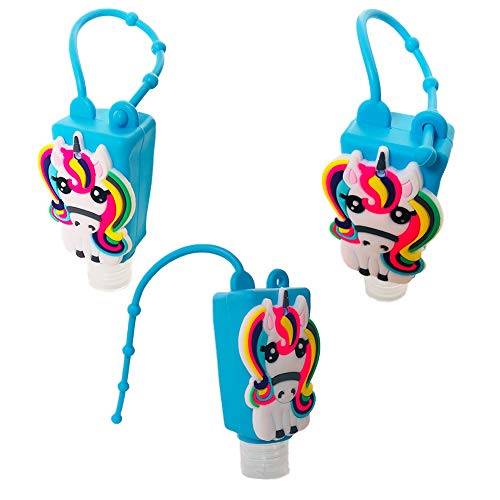DANUC Unicorn Kids Adults Empty Travel Size Hand Sanitizer Bottles Case With Keychain Holder, Mini Pocket Thieves Hand Sanitizer Holder For Backpack Purse Bulk 1 oz 5pcs Flip Cap Reusable Bottle