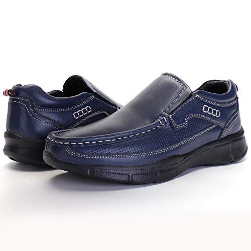VENSHINE Mens Slip on Loafer Lightweight Leather Fashion Casual Walking Shoes for Business Work