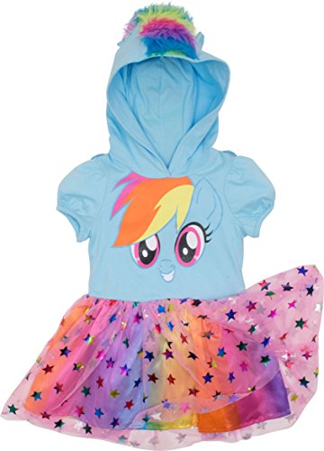 My Little Pony Rainbow Dash Toddler Girls' Costume Dress with Hood and Wings, Blue (2T)
