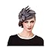 Womens Wool Felt Fascinator Cocktail Race Fancy Cheltenham Fesitval Hat A302,Gray,One Size