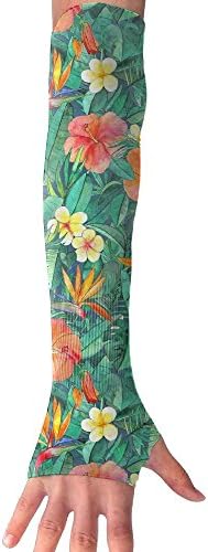 Strelitzia Plumeria Tropical Hibiscus Palm Jungle Bird Of Paradise-01 Arm Sleeves UV Protection For Men Women Youth Arm Warmers For Cycling Golf Baseball Basketball