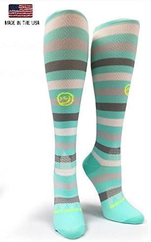 Crazy Compression OTC Striped Compression Socks (SM (7-10), Mint)