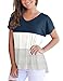 Cotton Tshirts for Women Short Sleeve Tops and Blouses for Work Summer T Shirts Blue M