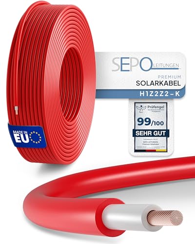 Solarkabel 6mm² 50m Rot – Solarleitung H1Z2Z2-K für Photovoltaik PV