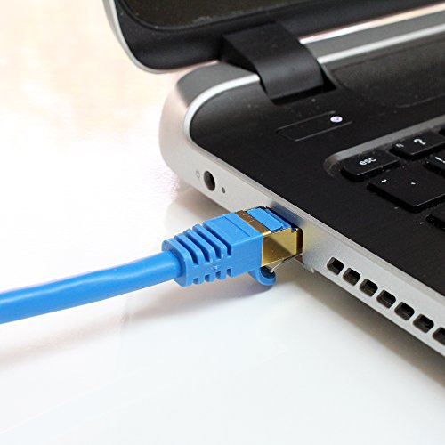 Tera Grand - Premium CAT7 Double Shielded 10 Gigabit 600MHz Ethernet Patch Cable for Modem Router LAN Network - Built with Gold Plated & Shielded RJ45 Connectors, 14 Feet Blue - Thumbnail 6