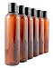 8oz Empty Plastic Bottles with Disc Top Flip Cap (6 pack); BPA-Free Containers For Shampoo, Lotions, Liquid Body Soap, Creams (8 ounce, Amber Brown)