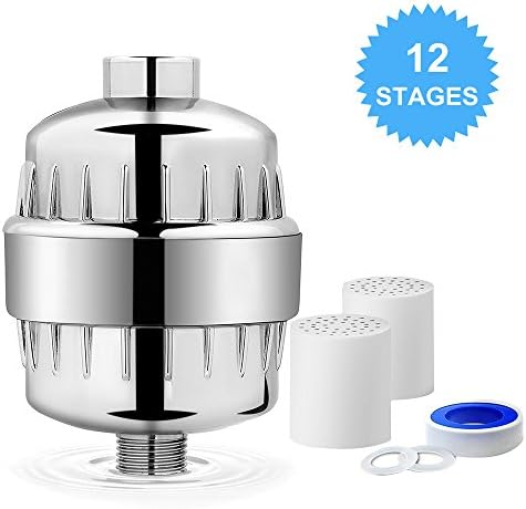 Shower Water Filter for Hard Water, with Replacement Cartridge for Hair and Skin Health Remove Chlorine, Flouride and Rust - Fit Any Showerhead and Handheld Shower Head (12 stage)