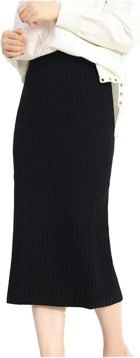 black ribbed bodycon skirt