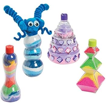 Fun Express Funny Sand Art Bottles Crafts for Kids Sand Art - 12 Pieces