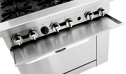 ATOSA US Commercial CookRite Natural Gas Range 6 Burner Hot Plate with 24" Manual Griddle 2 Standard Ovens 60'' Restaurant Range - 252,000 BTU