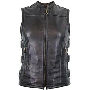 MDM Getailleerd leren damesvest van zacht lamsleer