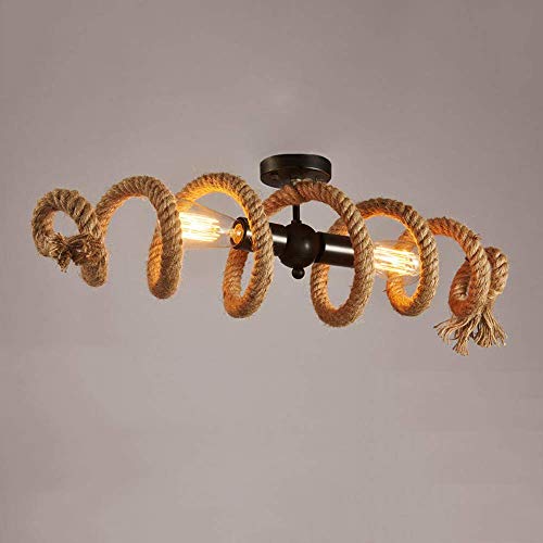 Niuyao 28 Industrial Vintage Hemp Rope Semi Flush Mount Ceiling