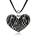 CHUVORA Hand Blown Glass Black Curve Line Heart Shaped Pendant Necklace, 18 inches