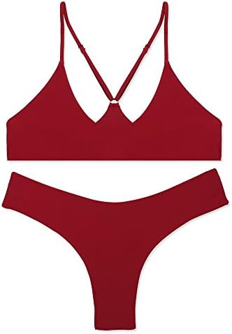 stripsky Brazilian Bottom Bralette Bikini Set, Non-Pad Cross Back Swimsuit for Women