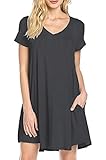 Bepo Women's Short Sleeve Casual Plain Simple Pocket T-Shirt Loose Dress