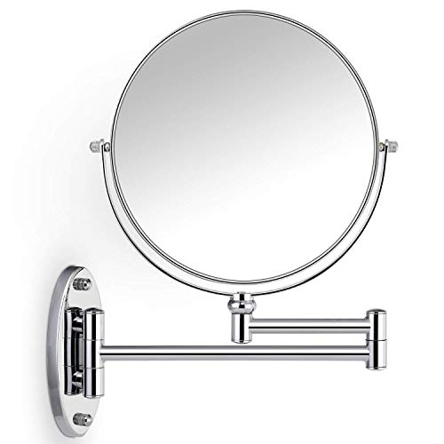 Miusco 10X Magnifying Two Sided Wall Mount Makeup Mirror, 8 inch, Round, Chrome, for Bathroom Bedroom Shaving