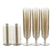 BloominGoods 50 Gold Glitter Disposable Wine Glasses | 7 oz. Clear Hard Plastic Disposable Fancy Cups for Parties & Weddings (50-Pack)