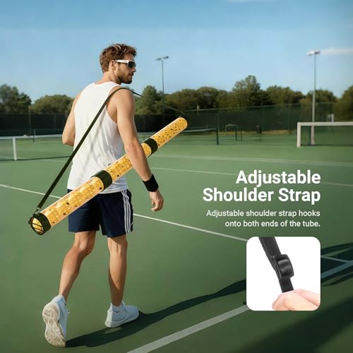NEEWER Ball Retriever Tube Hopper for Tennis Balls & Pickleballs, Detachable Section No Bending Pickup Picker Upper Collector with Stopper & Shoulder Strap