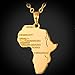U7 Africa Map Pendant Necklace for Men Women, Iced Out/Stainless Steel/18K Gold Plated African Country Map Jewelry with Adjustable Chain