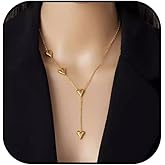 NIQIPOK Gold Heart Necklace for Women Dainty Gold Heart Pendant Necklace Gold Long Heart Necklace Tassels Necklace Gold Charm Necklace Holiday Jewelry