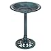 Giantex 28 Inch Height Pedestal Bird Bath, Vintage Standing Bird Feeder w/Antique Flower & Bird Decoration, Lightweight, Bird Baths for Outdoors Garden Yard Patio Decor (Green)