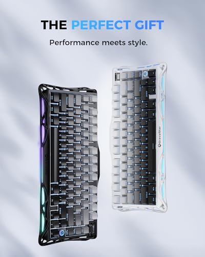 GravaStar Mercury K1 Mechanical Gaming Keyboard with BT5.0/2.4G/Type-C, 75% Gasket RGB Backlit Gamer Keyboard, Pre-Lubricated Linear Switches QWERTY Compatible