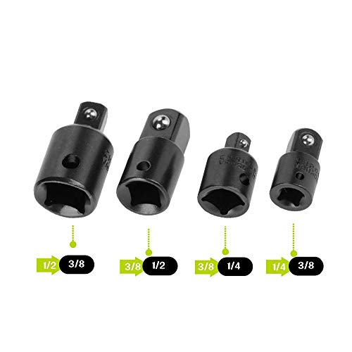 OSOF 12Pcs/Pack Impact Adapter and Reducer Set, Hex Shank Impact Socket Adapter 1/4 3/8 1/2 inch Extension Drill bit Power Hand Tools Drill Into High Speed Nut Driver